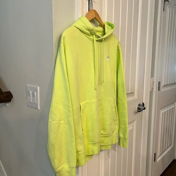 Nike Hoodie Medium Lemon Citrus Neon Yellow Green Pullover Sweatshirt - Picture 3 of 6